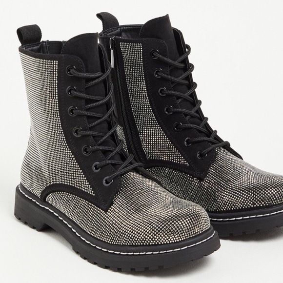 Stevie Chunky Combat Boot - Rhinestone Black (WW) Torrid - Picture 4 of 10